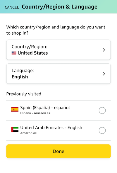 Amazon App Setting